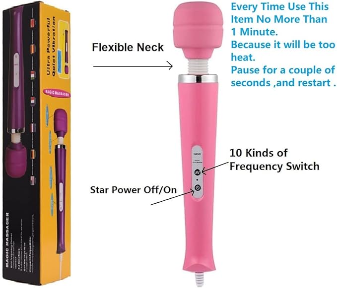 Body Massager Handheld Vibrating Powerful Electric Back Massage for Woman Sports Recovery Muscle Aches Pain Shoulder Leg Foot Long Handle Tool and Small Toy (Pink Big and Pink Mini Toy)