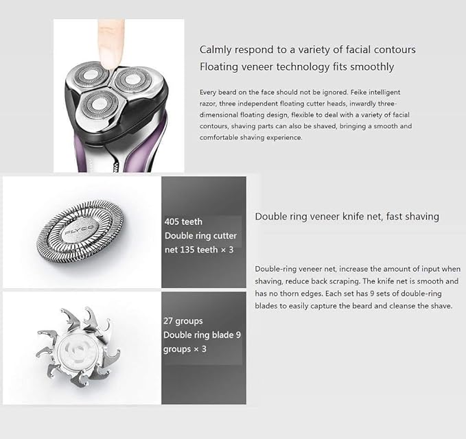 Electric Razor Rechargeable Electric Shaver Waterproof Wet &amp Dry Rotary Shavers for Men Electric Shaving Razors with Pop-up Trimmer LED Display