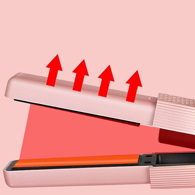 Hair Straightener Flat Iron Cordless Quickly Heating Rollers Hair Curlers Hair Curling Iron Hot Tools Flat Iron for Girls Women(Pink)