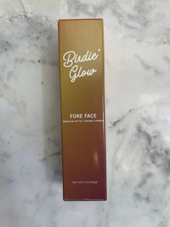 Birdie Glow Brush on SPF 50| Beach Essentials Zinc Oxide Mineral Sunscreen Powder SPF Face Sunblock Brush On Sun Screen Protector for Face and Body 0.20oz