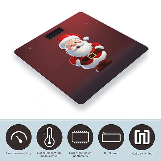 Cute Santa Claus Bathroom ScaleHighly Accurate Digital Weighing Machine for People Bright LED Display Weight Scale for The Aldult Home Use