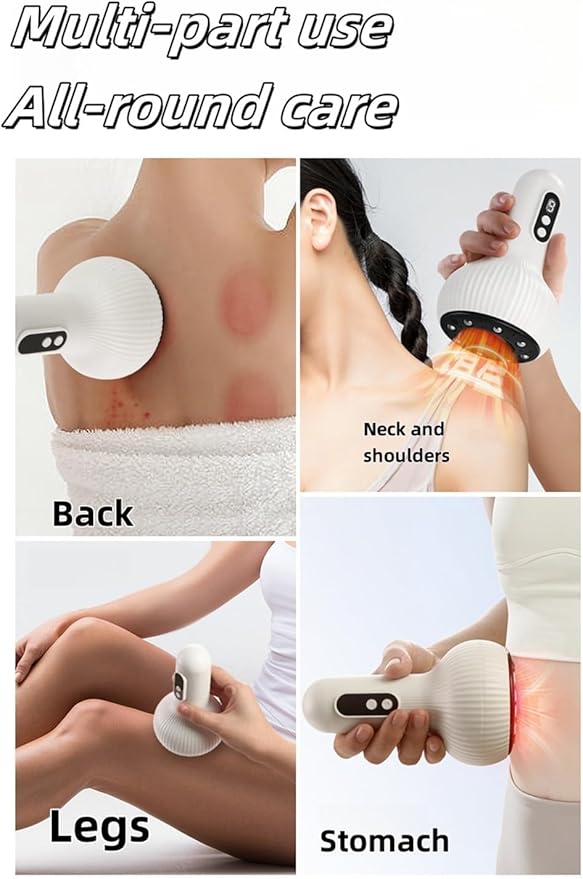 White Hand-Held Intelligent Massager Cordless Rechargeable Vibrating Massager Body Shaping Machine Massage Abdominal Belly Thighs Butt Neck for Women Men at Home