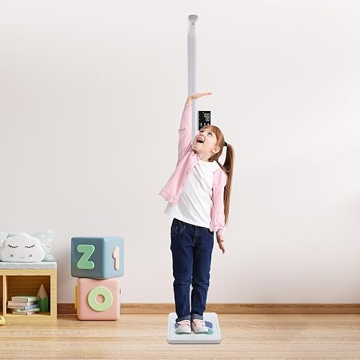 Voice Announcer Height and Weight Scale Professional Digital Height Weight and BMI Scale Platform with High-Precision Sensors Support 23.6-76.8in Height 11-485lbs Height