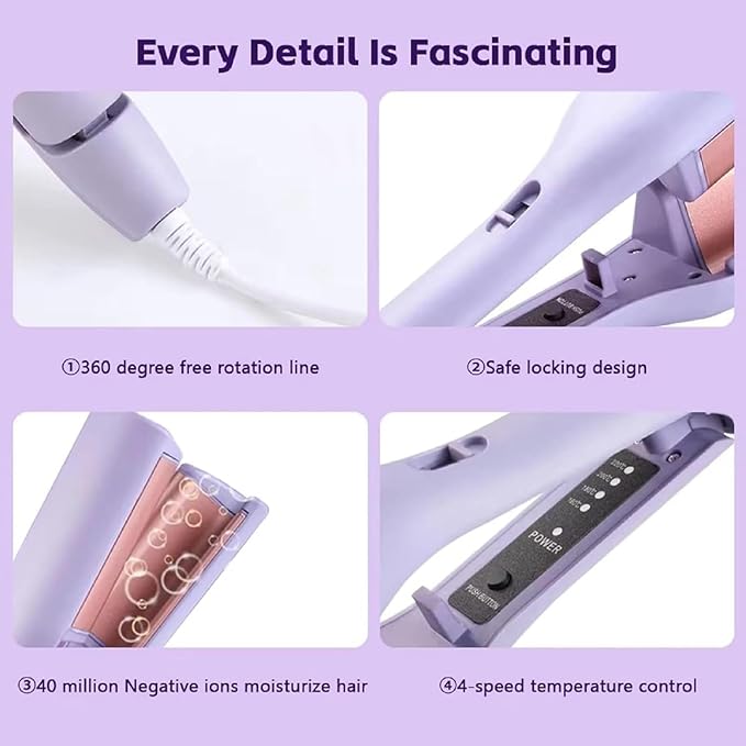 French Curls Iron Create Frizz-Free French Curls Effortlessly Curling Irons French Wave Curling Irons 15-Second Heat-Up Four Settings Travel Curling Iron