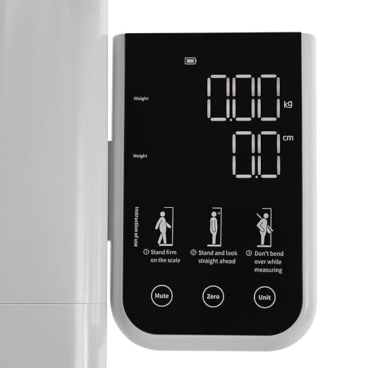 Voice Announcer Height and Weight Scale Professional Digital Height Weight and BMI Scale Platform with High-Precision Sensors Support 23.6-76.8in Height 11-485lbs Height