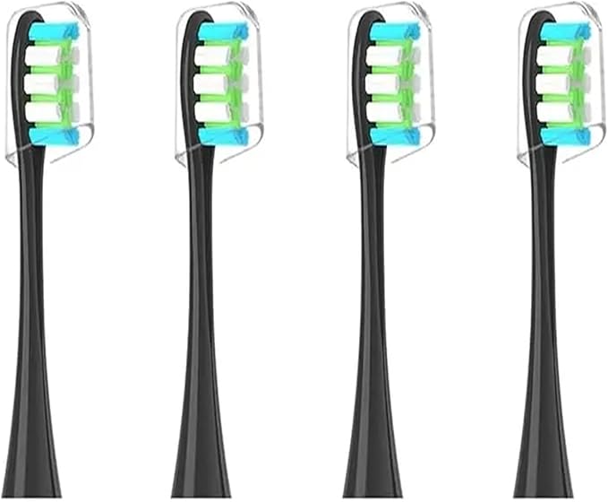 4 Pcs/Pack Electric Toothbrush Rreplacement Heads for Oclean All Models x pro Elite X ProFlowF1Air 2.with Hygienic Caps(4 Pcs Black)