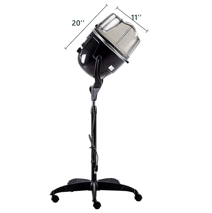 Adjustable Ionic Hooded Hair Dryer Professional Stand up Bonnet Hard Hat Dryer on Wheels Salon Barber Beauty Hair Treatment Styling Equipment