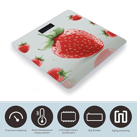 Lovely Strawberry Scale for Body Weight Smart Scales Digital Bathroom Scale High Precision Weighing Scales with Large Display Weighing Machine for People
