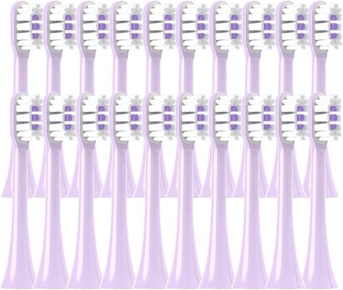 20/50/100PCS Copper Free Replaceable Brush Heads Compatible for X3/X3U/X5 Soft Bristle Mint/VanGo Green Sonic Nozzles No Metal(100Purple)