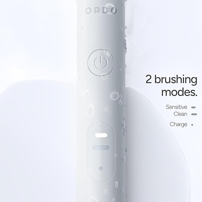 ORDO Lite Sonic Toothbrush Electric Toothbrushes with 35000 Pulses Per Min Dual Modes Over 5 Weeks Battery Smart Timer Waterproof USB C Snow