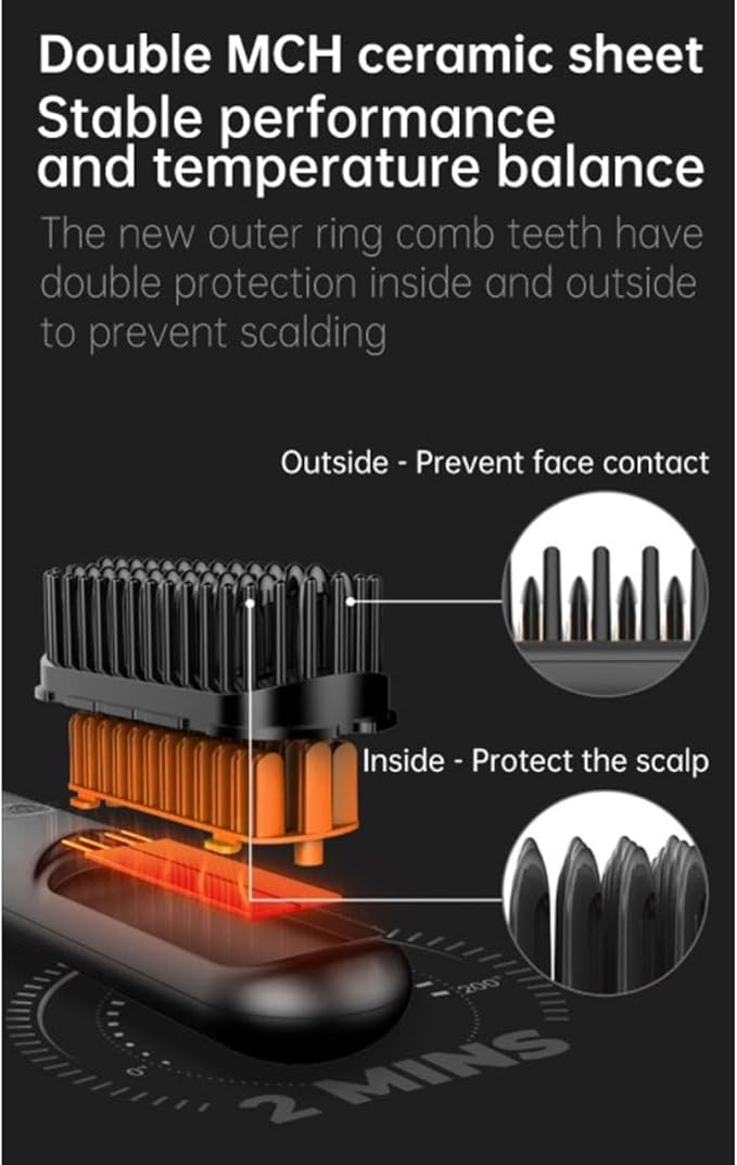 Cordless Hair Straightener Brush 2 Billion Negative Ions 3 Levels Temperature Control Portable Styling Mini Travel Hair Iron Straightener 2 in 1