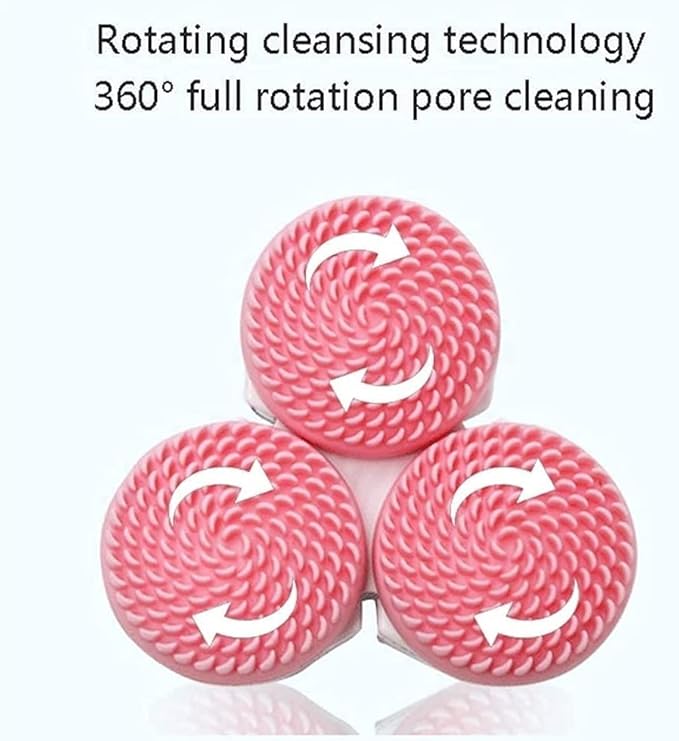 Electric Cleansing Instrument Multifunctional Waterproof Silicone Facial Cleansing Brush Rechargeable Waterproof Face Brush with 3 Vibration Speed Modes (Color : Pink)