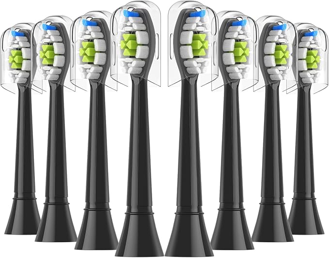 R4/8/12/16pcs Replacement Toothbrush Heads Compatible for with Philips Electric Brush Head 4100 6500 6100 7500 5300 1100(8pcs Black)