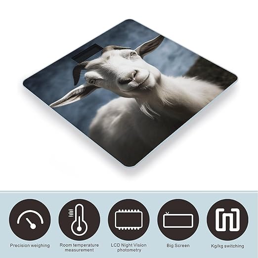 Goat Bathroom Scale Large LCD Backlight Display Digital Scale Rounded Corners Body Scales Automatic Power On/Off Bathroom Scales for Home Bedrooms