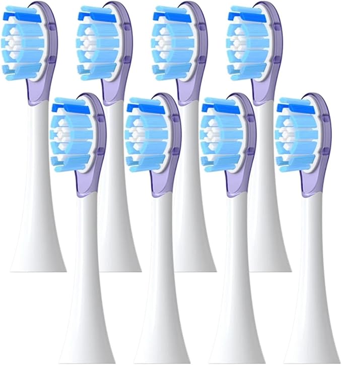 8 Pcs Replacement Brush Heads ForCompatible for Philip Diamond Series HX6064 HX6930 HX6730 Sonic Electric Toothbrush Vacuum Nozzle A3(8 Purple A3)