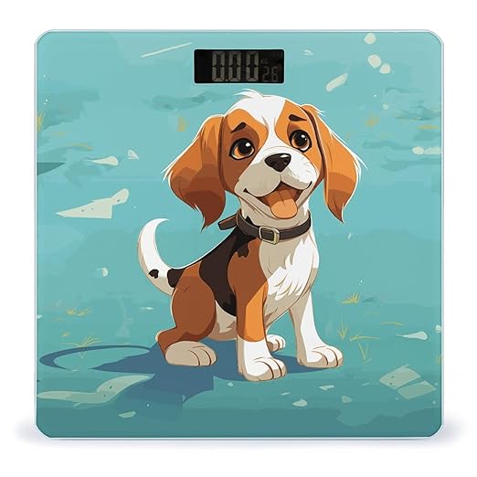 Cartoon Beagle Dog Weight Scale Digital Electronic Scales Bathroom Scale Larg LCD Backlight Display High Precisio MeasurementsTempered Glass