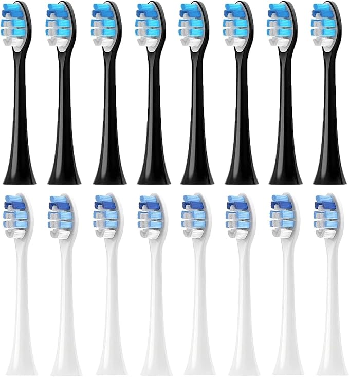4-16pcs Replacement Toothbrush Heads Compatible with Brush with Cover Soft Bristles(8White 8Black)