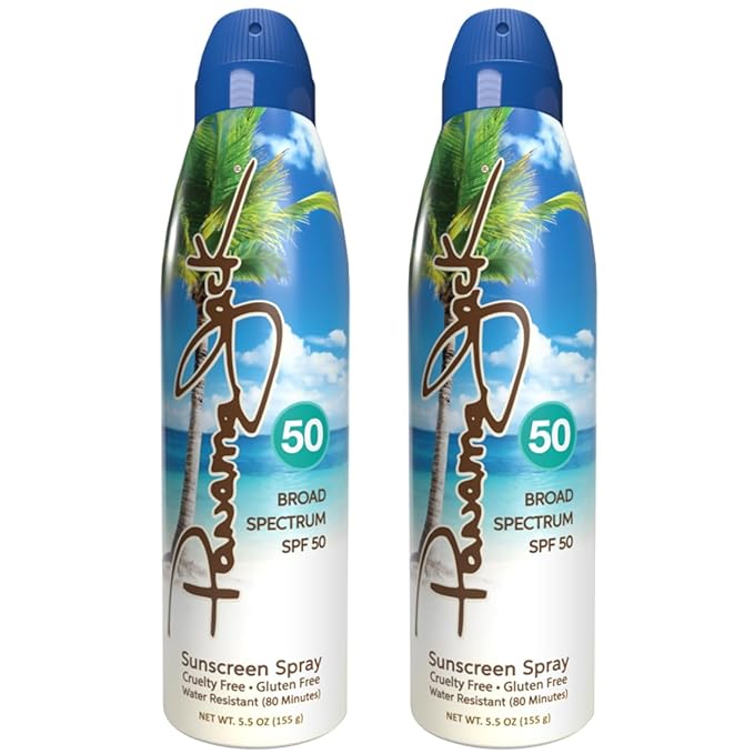 Panama Jack Continuous Spray Sunscreen - SPF 50 Broad Spectrum UVA/UVB Protection PABA Paraben Gluten &amp Cruelty Free Water Resistant (80 Minutes) 5.5 OZ (Pack of 6)