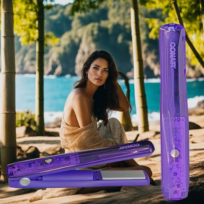 Conair Violet Vamp Women's Cordless Ceramic Hair Straightener - Rechargeable Flat Iron with Ceramic Technology Stylish Pouch Included