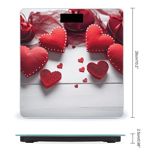 Handmade Red Hearts Bathroom Scale for Body Weight 400 Lb Weight Scale with High Precision Sensors Tempered Glass Highly Accurate Digital Weighing Machine for People