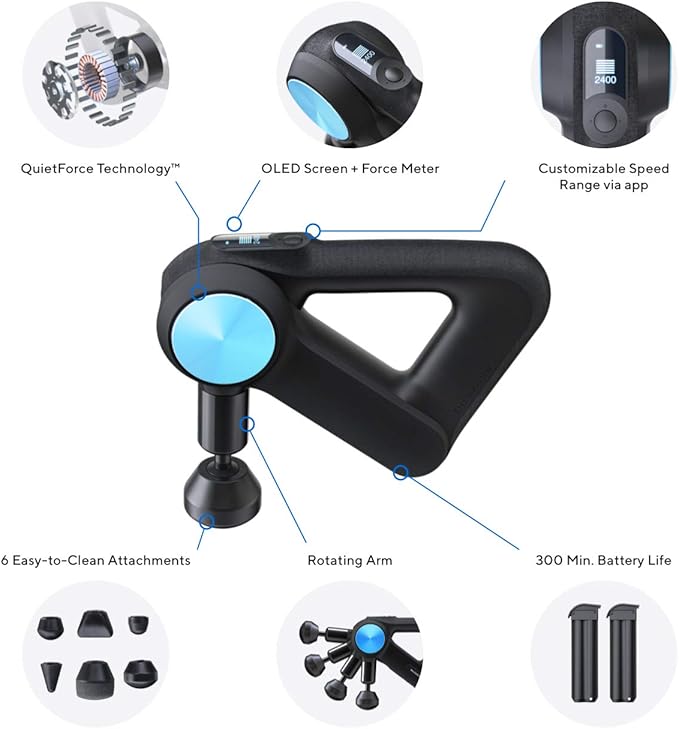 TheraGun Pro Handheld Deep Tissue Massage Gun - Bluetooth Percussion Massage Gun &amp Personal Massager for Pain Relief &amp Circulation in Neck Back Leg Shoulder and Body (Black - 4th Gen)