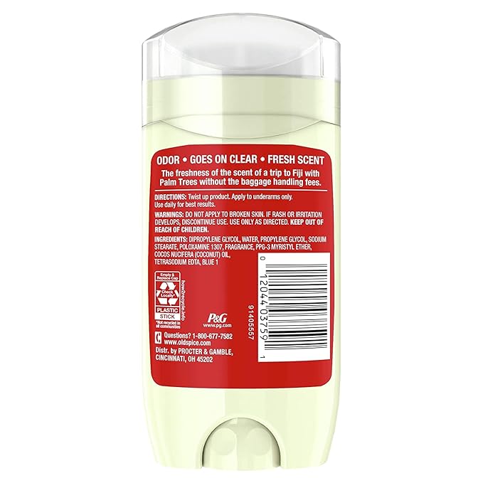Old Spice Aluminum Free Deodorant for Men Fiji With Palm Tree Scent Inspired By Nature 3 Oz Pack Of 6