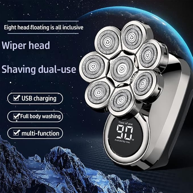Head Shavers for Bald Men Waterproof 6in1 Powerful LCD Display Electric Shaver Beard Hair Trimmer for Men Electric Razor Bald Shaving Machine face Body (Color : 6 in 1)