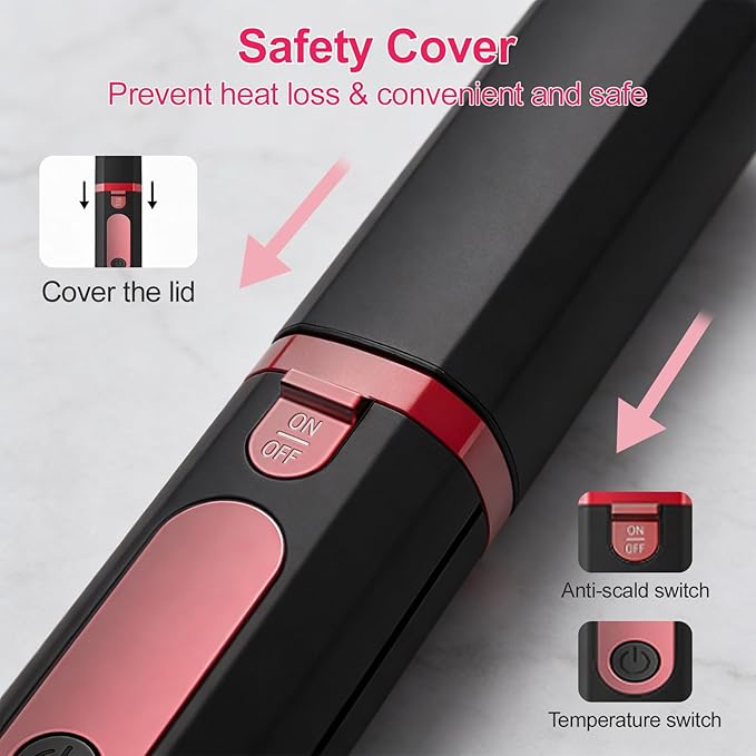Portable Hair Straightener and Curler 2 in 1 Cordless Flat Iron Mini Cordless Hair Straightener with USB Charging Ceramic Curling Iron Cordless for Travel for Thin Hair Bangs &amp Edges Black