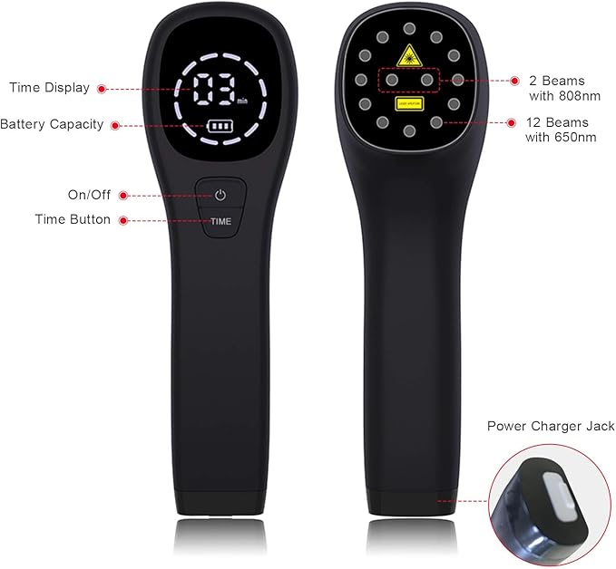 Red Light Therapy Device for Pets/Human Infrared Light Therapy for Joints &amp Muscles Pain Relief Handheld Cold Laser Therapy Device for Face and Body with 2 Wavelenghth (808nm+650nm)