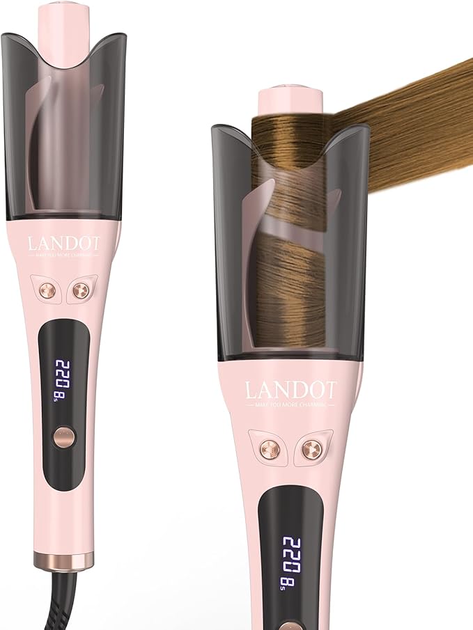 LANDOT Automatic Curling Iron 1-Inch – Easy-to-Use Self Curling Wand with Auto Rotation &amp Anti-Tangle Technology Ideal for Beginners &amp Medium Length Hair Salon-Quality Curls at Home Charmin