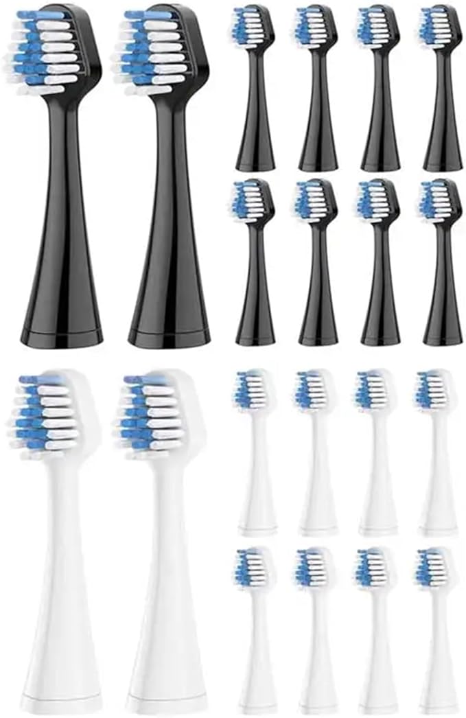 Toothbrush HeadsCompatible for with Electric Replacement Oral Hygiene Clean Soft Bristle Nozzles 10-20pcs(10 Black 10 White)