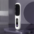 Cordless Hair Straightener Brush with LCD Temper Ature Display Rechargeable Heating 3 Adjustable Temperature Settings Portable Hair Straightener(White)