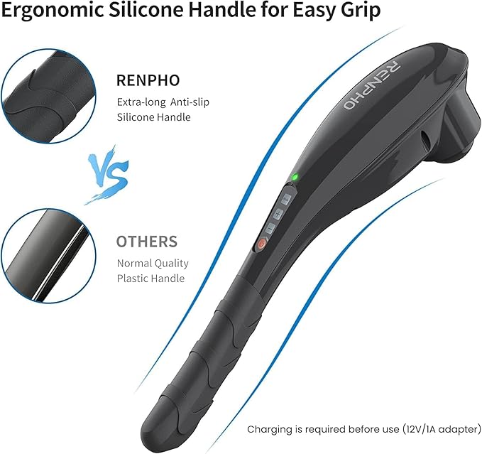 RENPHO Rechargeable Handheld Back Massager Cordless Electric Neck Massage Tool for Shoulder Foot Leg Calf Birthday Gifts for Women and Men