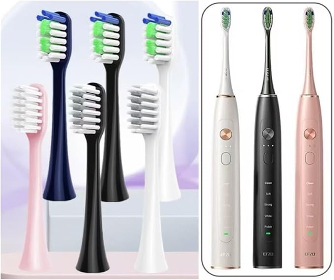 Replacement Toothbrush HeadsCompatible for EFZQ E10/E10C/E10S/F10 Soft Bristle Nozzles(16pcs)(16black Soft Care)