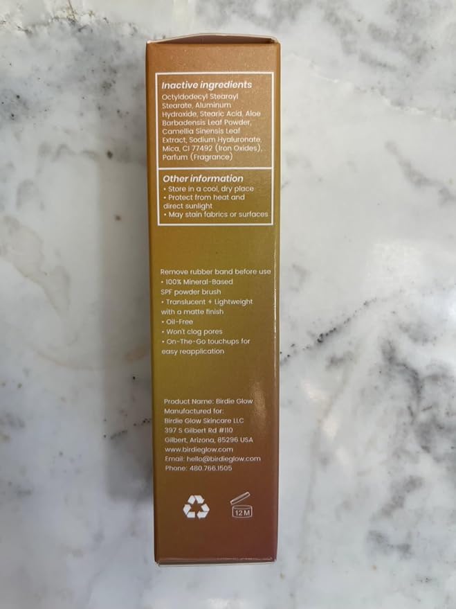 Birdie Glow Brush on SPF 50| Beach Essentials Zinc Oxide Mineral Sunscreen Powder SPF Face Sunblock Brush On Sun Screen Protector for Face and Body 0.20oz