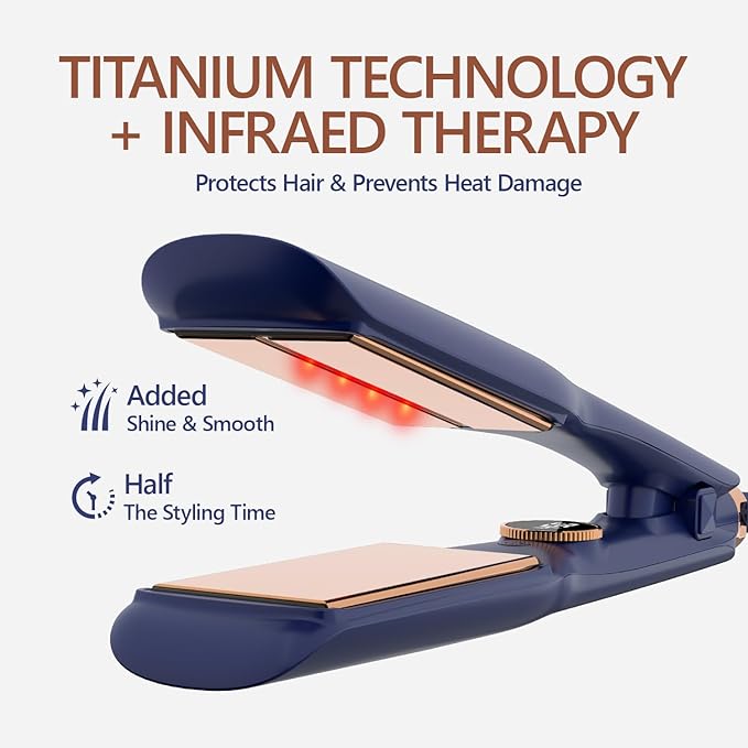 Titanium Flat Iron Hair Straightener | MIRACOMB Professional Straightening Iron Styler with Infrared Light for Straight and Smooth Styles|1.75 Premium 2 in 1 Styling Tool with Digital Heat Settings