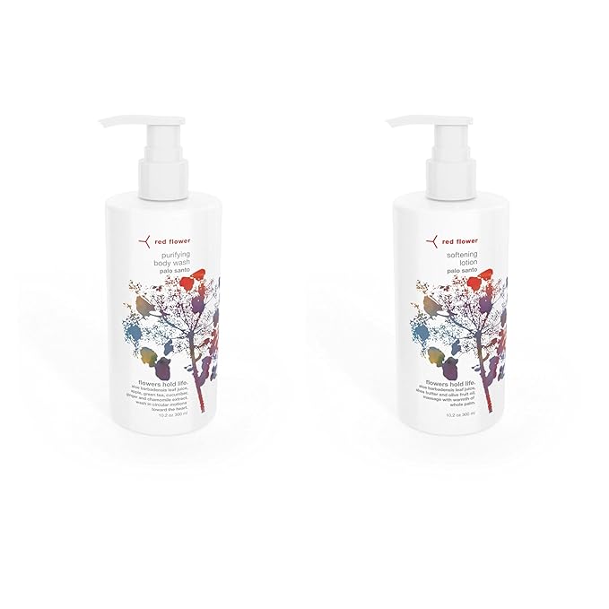 Red Flower Palo Santo Body Care Bundle – Purifying Body Wash &amp Softening Lotion (2-Piece Set)