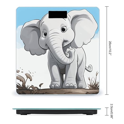 White Elephant Weight Scale Large Bathroom Scales Digital Weight with Bright LED Display Non Slip Automatic Weighing Scale Fashion Weighing Machine for Body
