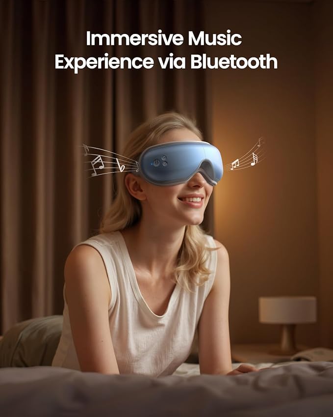 RENPHO Eye Massager with Heat Birthday Valentines Day Gifts Migraine Massager with Remote Compression Silent Mode Bluetooth Heated Sleep Mask for Strain Relief Stye Eye Improve Sleep