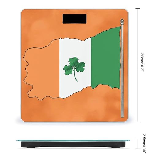 Ireland Flag Shamrock Weight Scale for Body Weight Digital Bathroom Scale High Capacity Accurate Digital Weighing Scales and Easy-to-Read on Backlit LCD Display Scales