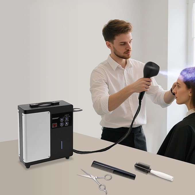 Professional Nano Hair Steamer with Adjustable Timer &amp Mist Control - 500ml Hot Mist Steamer for Deep Hair Treatment at Home/Salon (Black/White)
