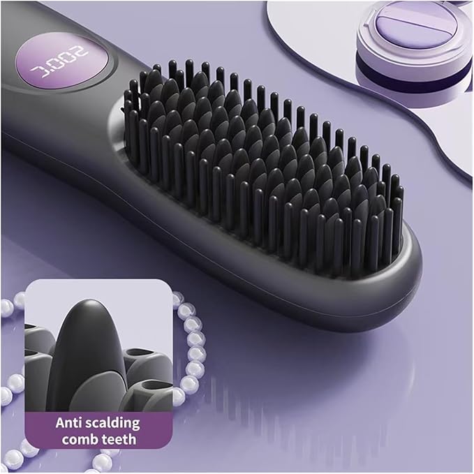 Cordless Hair Straightener Portable Straightener Brush Anti-Scald Negative Ions Hair Straightener Rechargeable for Hair Styling(2PCS)