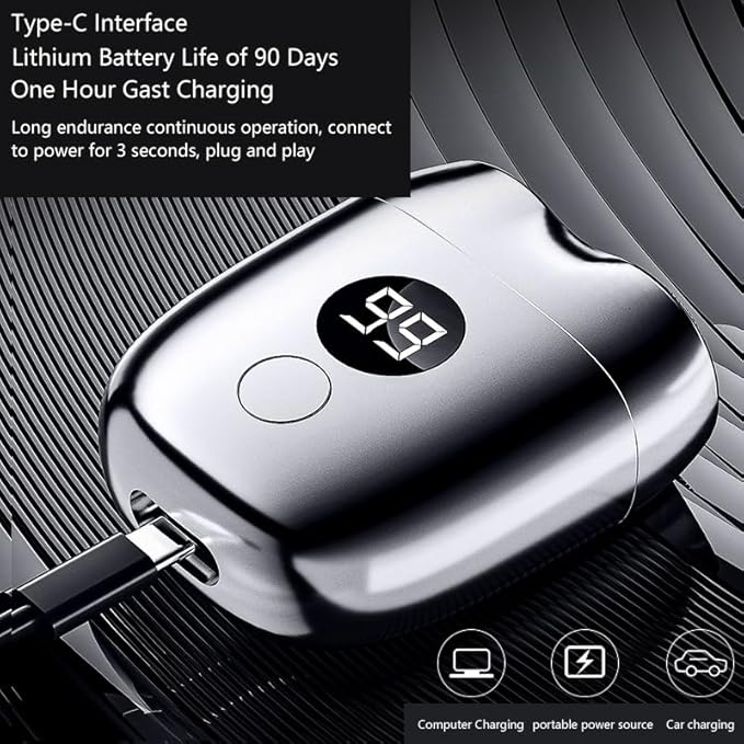 Electric Mini Shaver Pockets Razor Trimmer for Men Portable Wet and Dry Cordless Rechargeable Shaver Waterproof IPX7 Suitable for Travel Car Home Office Use (Silver)