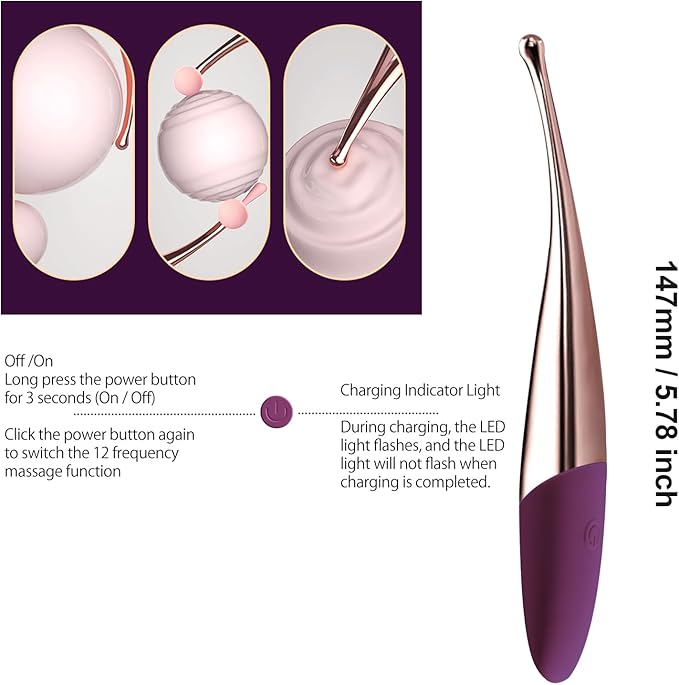 CHARMING Personal Wand Massager with Waterproof Vibration for Full Body Massage Use Promotes Essence Absorption Relieves Fatigue -Purple