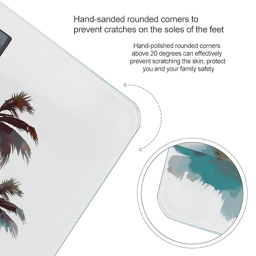 Palm Trees Sunset Digital Bathroom Scale for Body Weight with High Precision Digital Weighing Scale with BMI Clear LCD Display and Step-On Measures Weight Up to 180kg