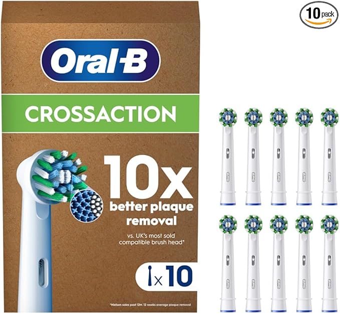 Oral-B Pro Cross Action Toothbrush Heads for Electric Toothbrush Pack of 10 Suitable for a Post Box