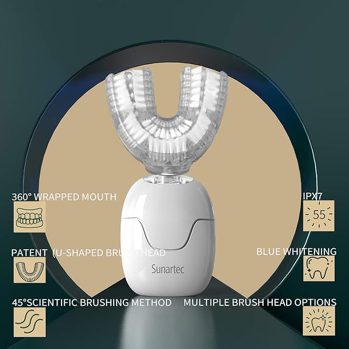 360° U-Shaped Automatic Sonic Toothbrush for Adults Suitable for People with Limited Mobility Original Newupgrade Electric Toothbrushes Multiple Brush Heads OptionsIPX7 Waterproof