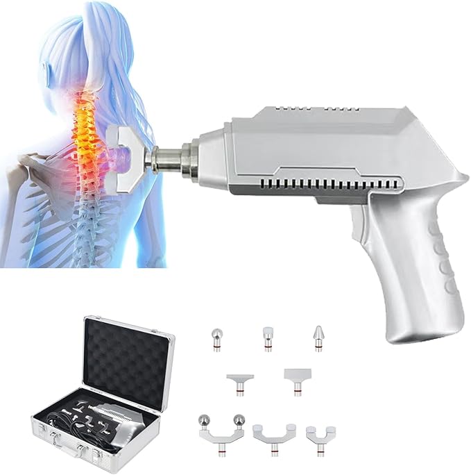 Electric Spinal Massager8 Interchangeable Massage HeadsFor Deep Tissue Back MassageFive Frequencies30 Adjustable LevelsMaximum Strength 1500 NAdjust Spinal Muscle RelaxationSilver