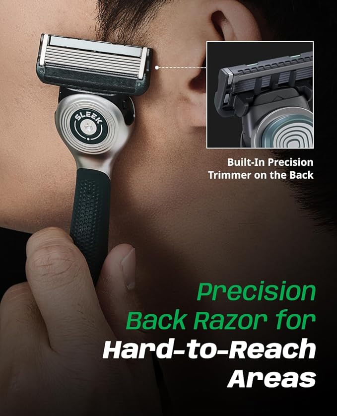 DORCO SLEEK 6 Blade Razor for Men with 7 Cartridges | Men's Cartridge Razors with Razor Handle and Smooth Shaving Blades | Men’s Razors with Multi-Flex Technology