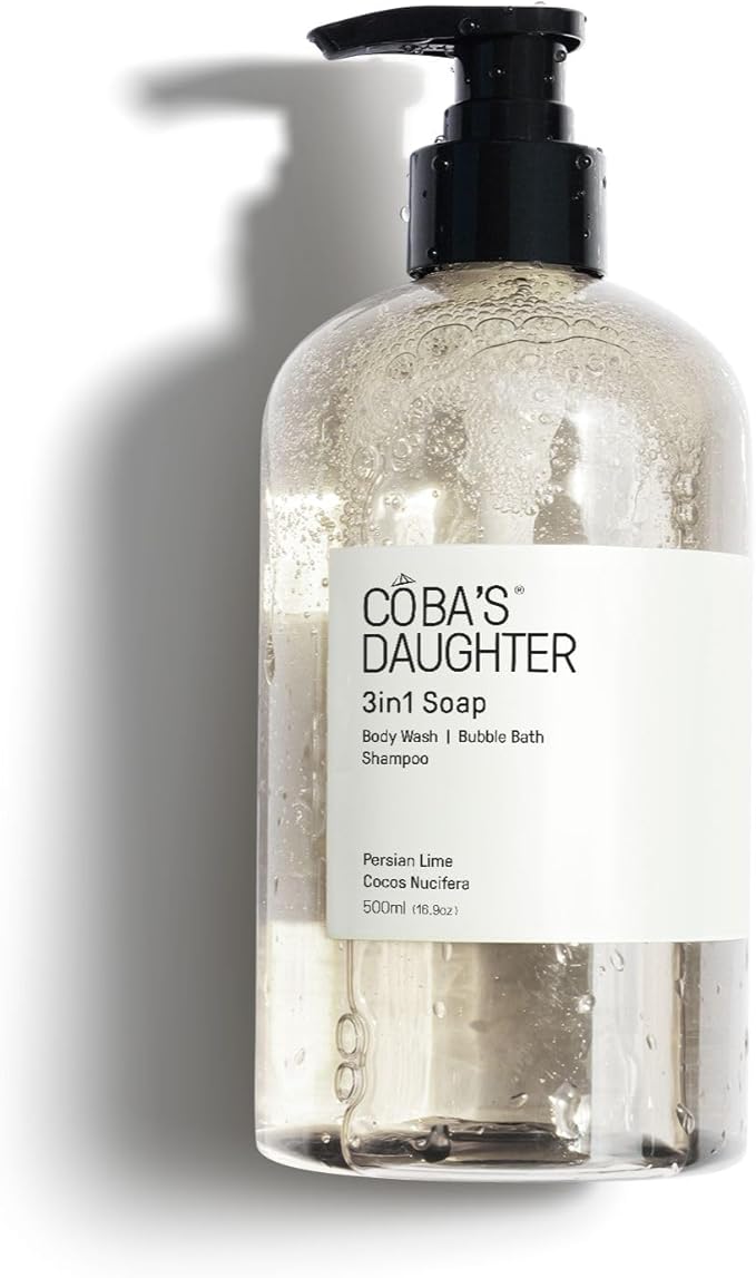 COBA'S DAUGHTER 3in1 Soap | Bubble Bath Body Wash &amp Hand Wash | Aromatherapy-Infused with Persian Lime &amp Cocos Nucifera | Inulin &amp Seaweed Extract for Smooth Hydrated Skin (16.9 Oz)
